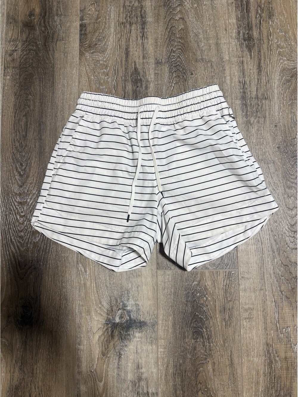 Calia Striped Athletic Shorts S White and Black Athleisure Gym Running